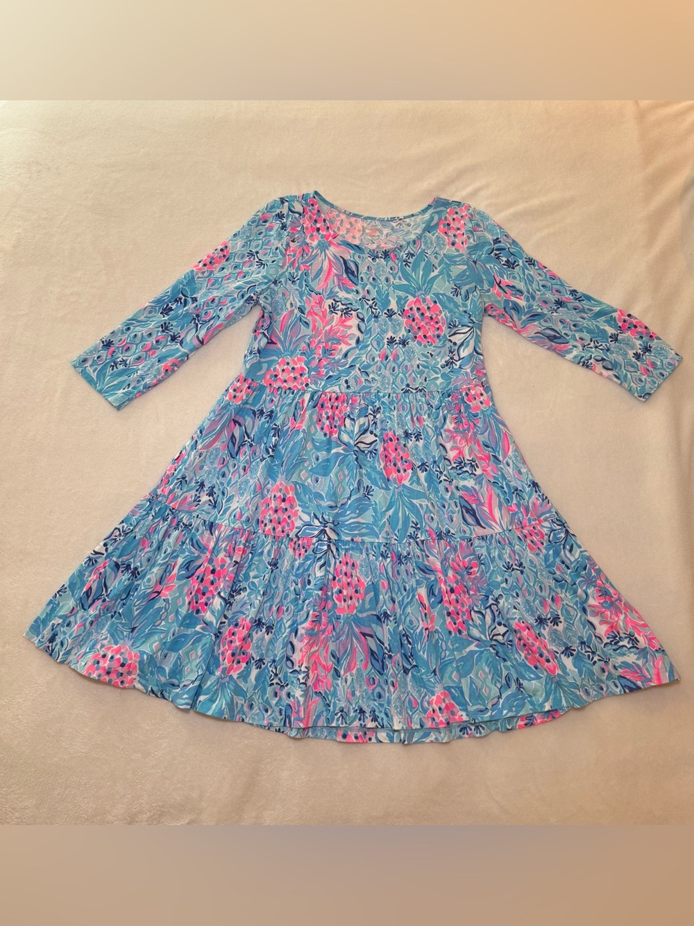 Lilly Pulitzer Geanna Dress in “Zanzibar Blue Party Princess - Size: Large (L)